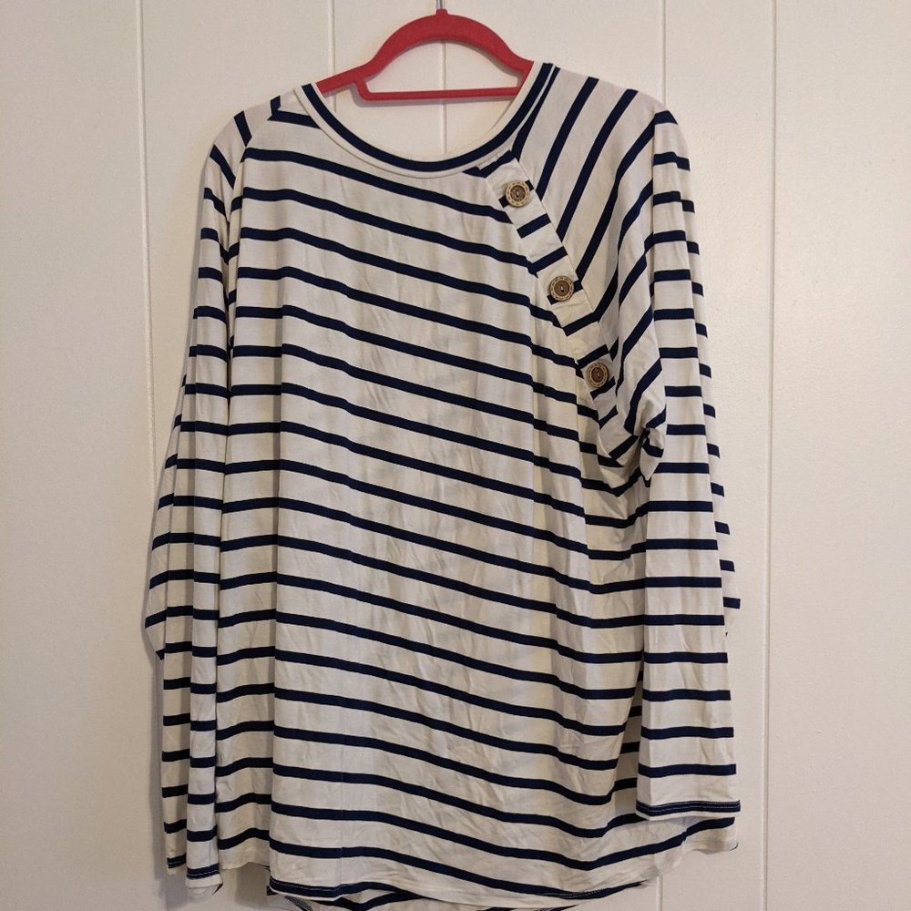 Meri Skye Striped Button Sailor Shirt size 4x